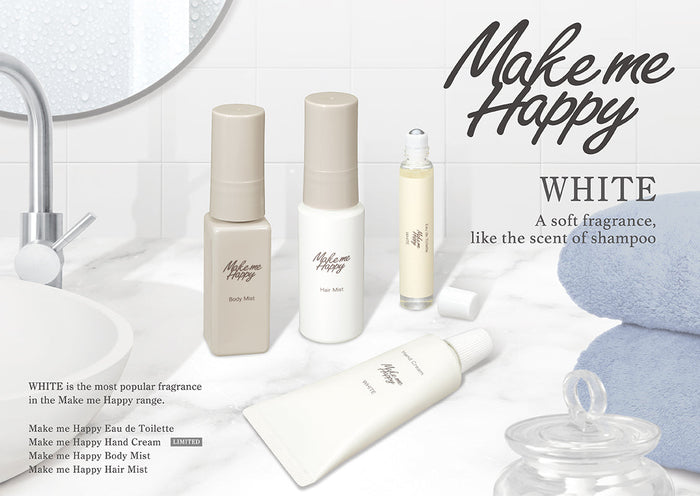 WHITE is the most popular fragrance in the Make me Happy range.